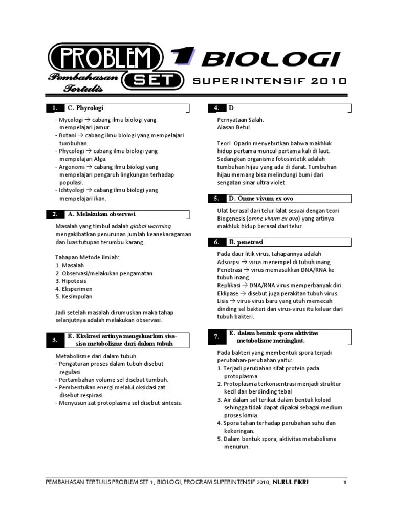 BIOLOGI Pembahasan PS1 | PDF