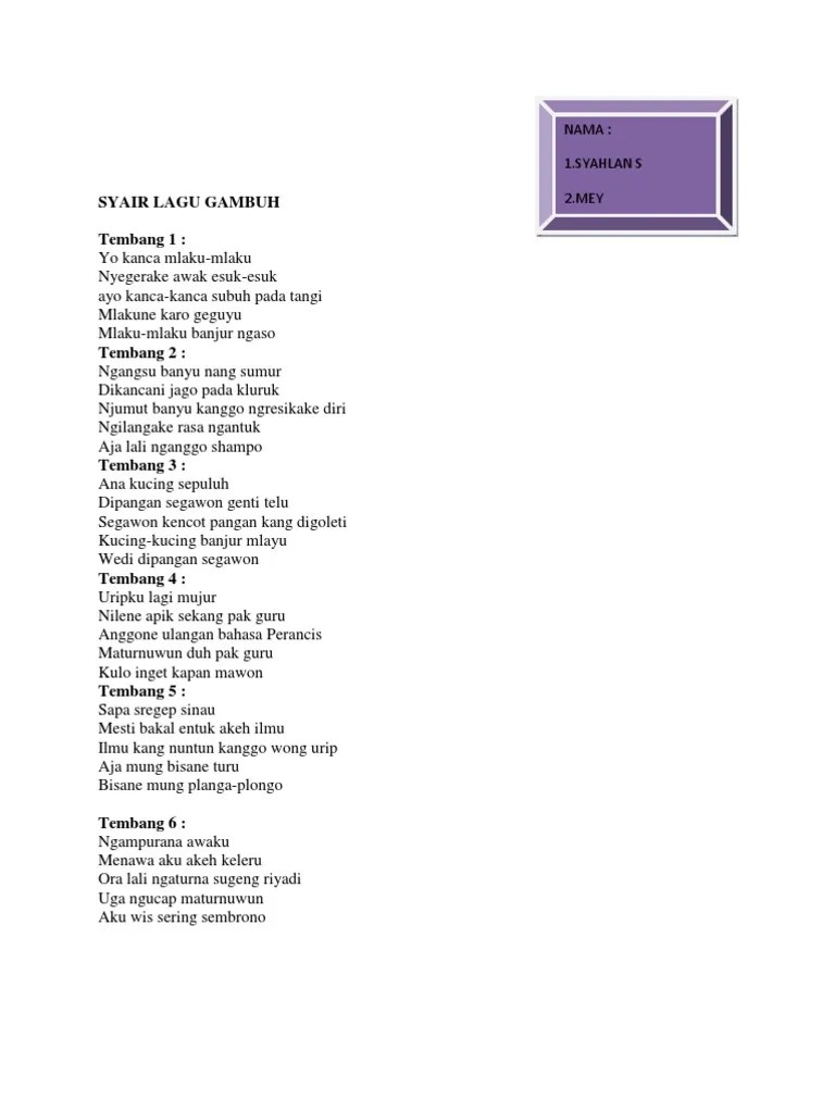 Syair Lagu Gambuh | PDF