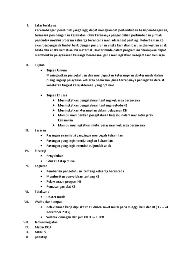 Proposal Keluarga Berencana – Goresan