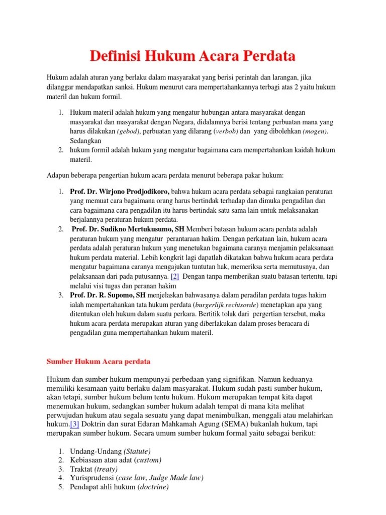 Definisi Hukum Acara Perdata | PDF
