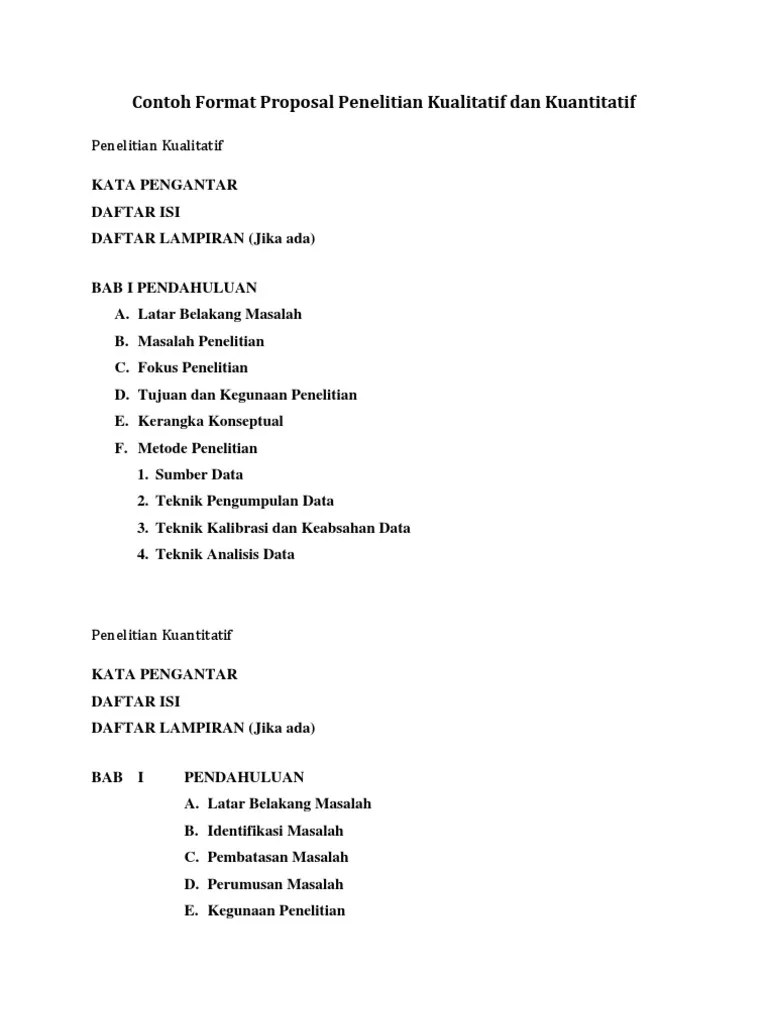 Format Proposal Kuantitatif Dan Kualitatif | PDF