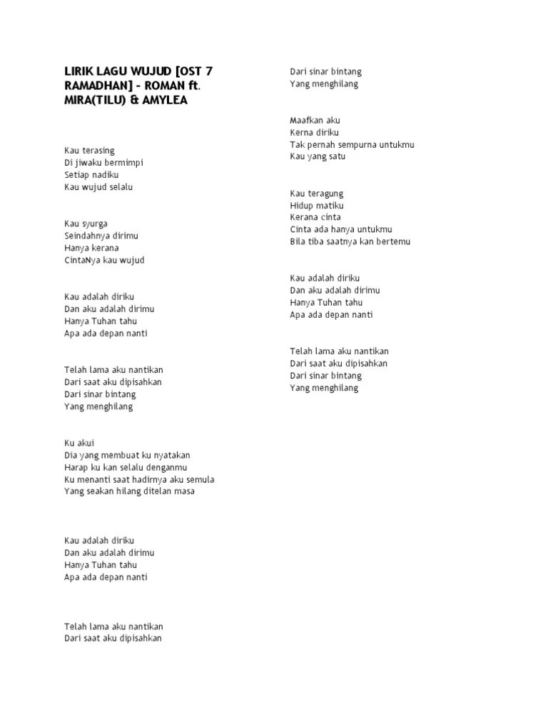 Lirik Lagu Wujud | PDF