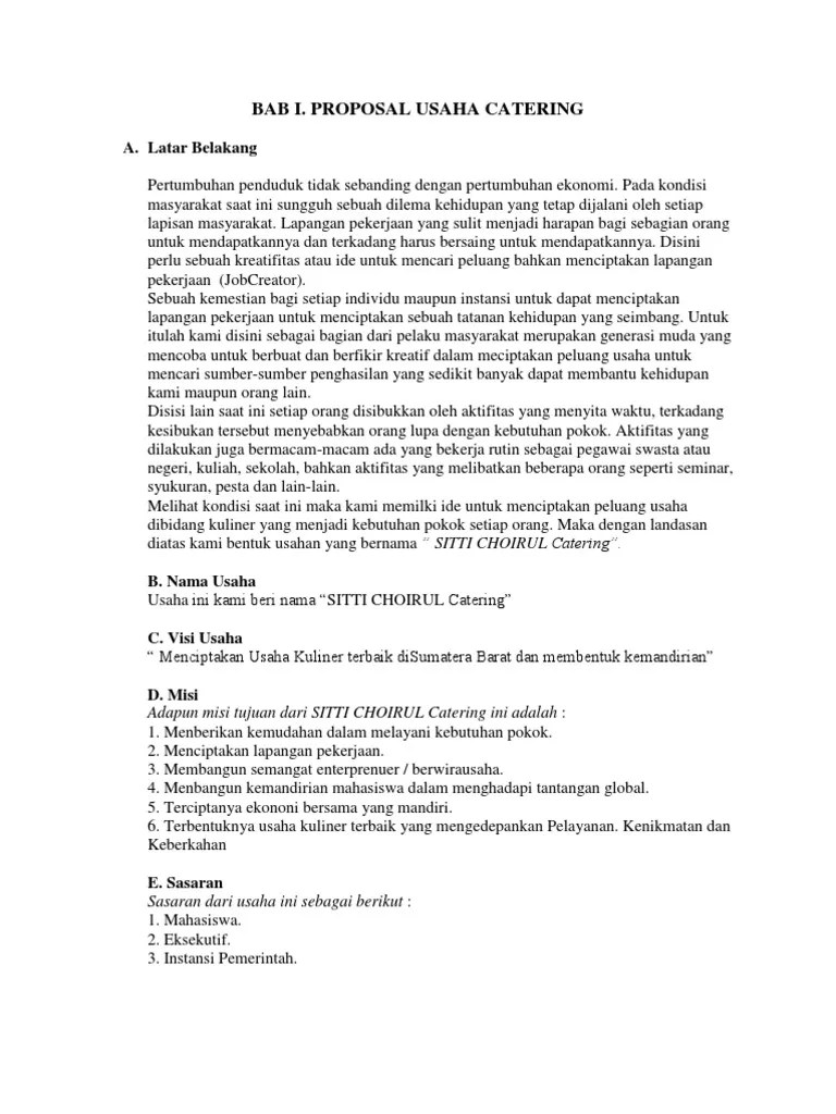 Proposal Usaha Catering | PDF