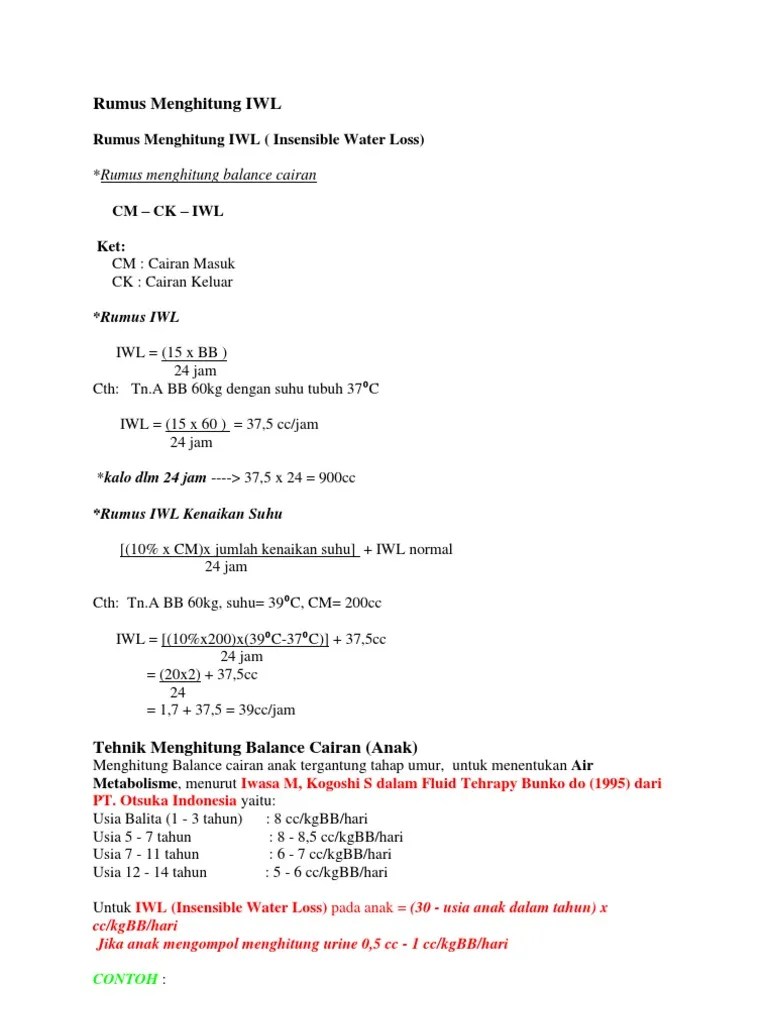 Rumus Menghitung IWL | PDF