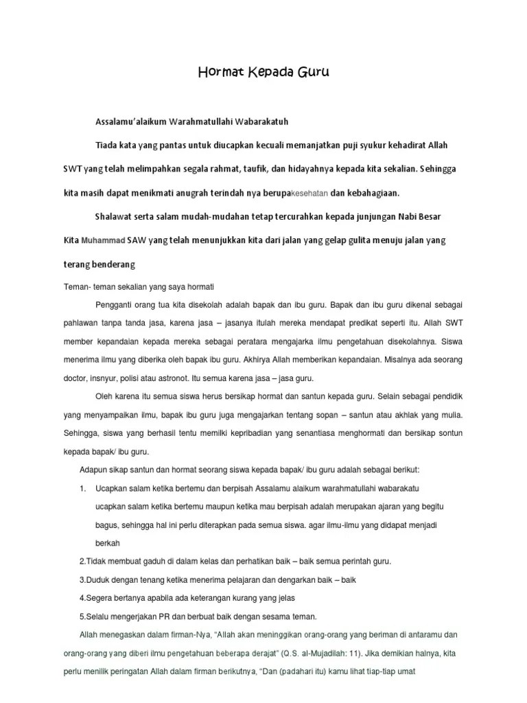 Pidato Tentang Sopan Santun Terhadap Orang Tua Dan Guru – Pigura