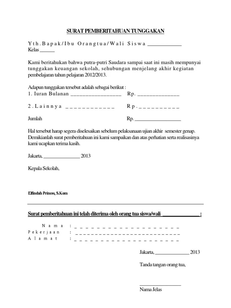 Surat Pemberitahuan Tunggakan | PDF