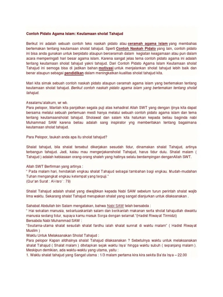 Contoh Pidato Agama Islam | PDF