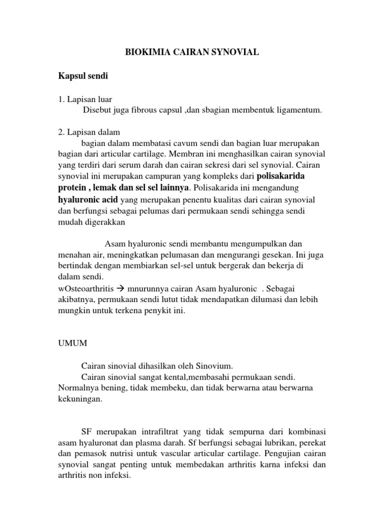 Biokimia Cairan Synovial | PDF