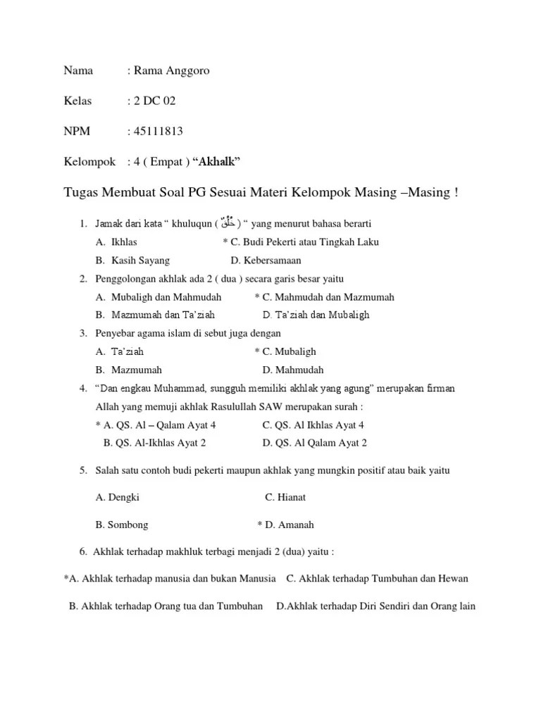 Soal - Soal Pilihan Ganda Agama | PDF