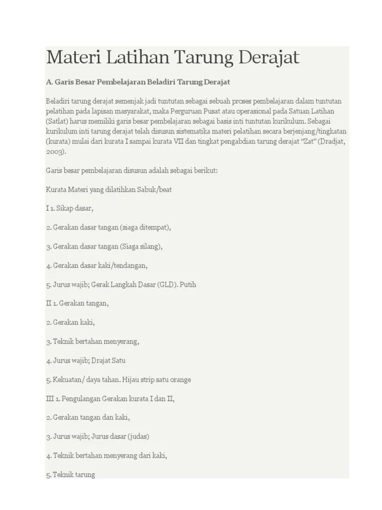 Materi Latihan Tarung DRAJAT | PDF