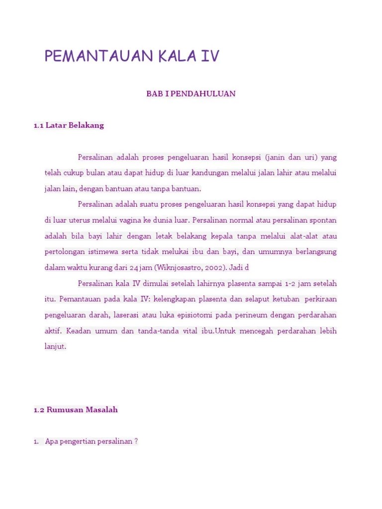 Pemantauan Kala IV | PDF