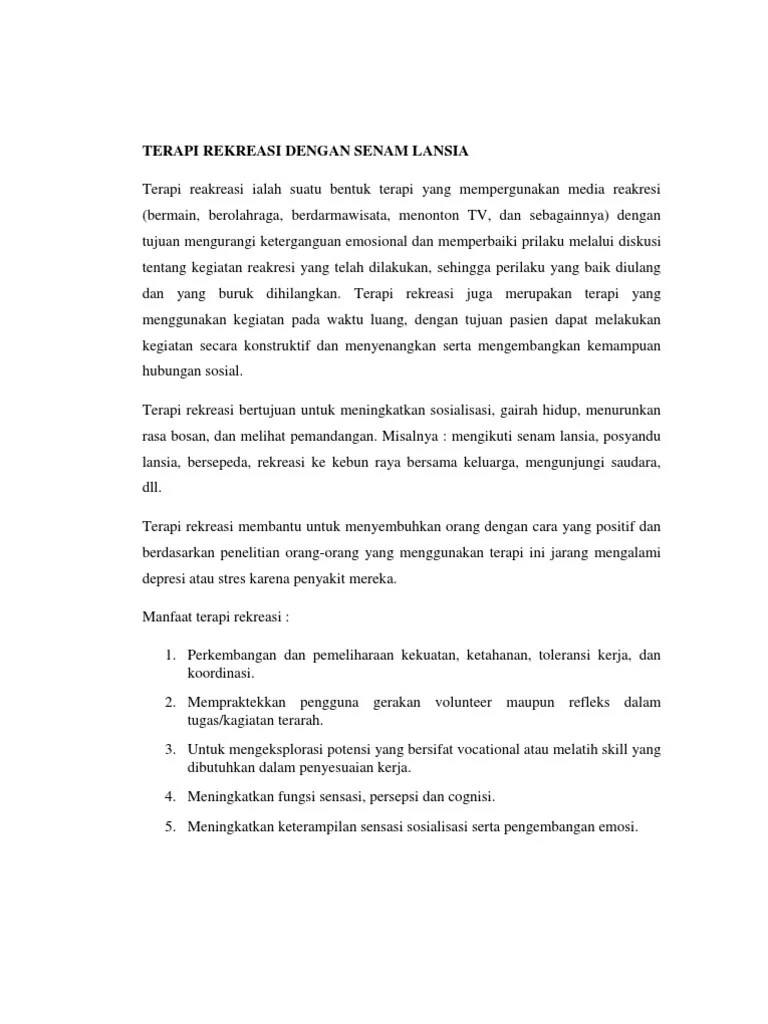 Terapi Rekreasi DG Senam Lansia | PDF