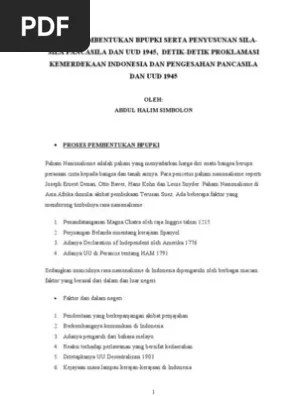 Proses Pembentukan Bpupki, Pancasila, Uud, Detik Proklamasi | PDF