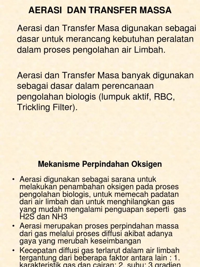 Aerasi Dan Transfer Massa | PDF