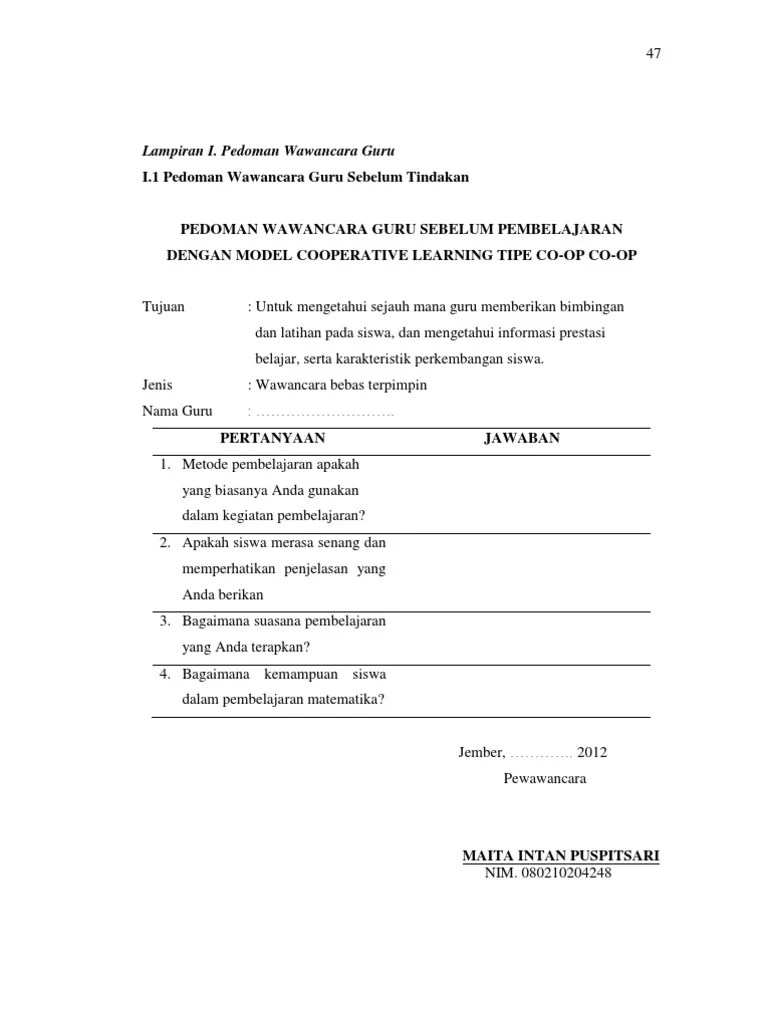 Pedoman Wawancara Guru | PDF