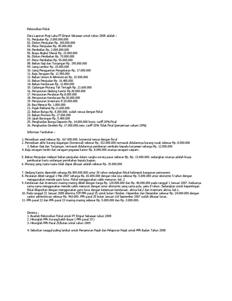 Rekonsiliasi Fiskal | PDF