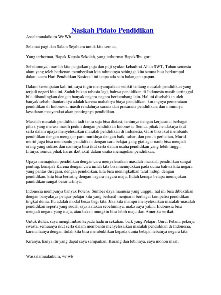 Contoh Teks Pidato Bahasa Indonesia Tentang Pendidikan - Terkait Pendidikan