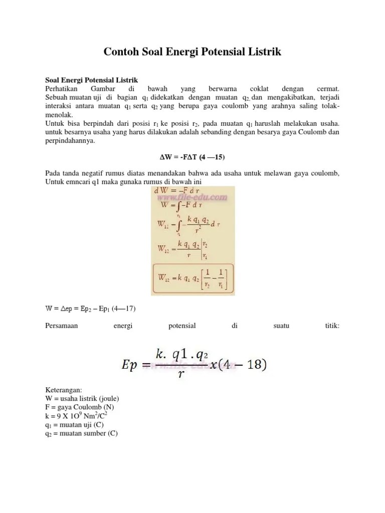 Contoh Soal Energi Potensial Listrik | PDF