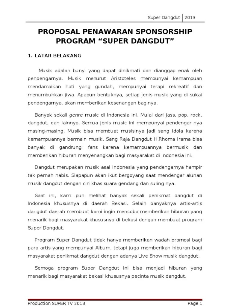 Contoh Proposal Festival Band Untuk Sponsor - Berbagi Contoh Proposal
