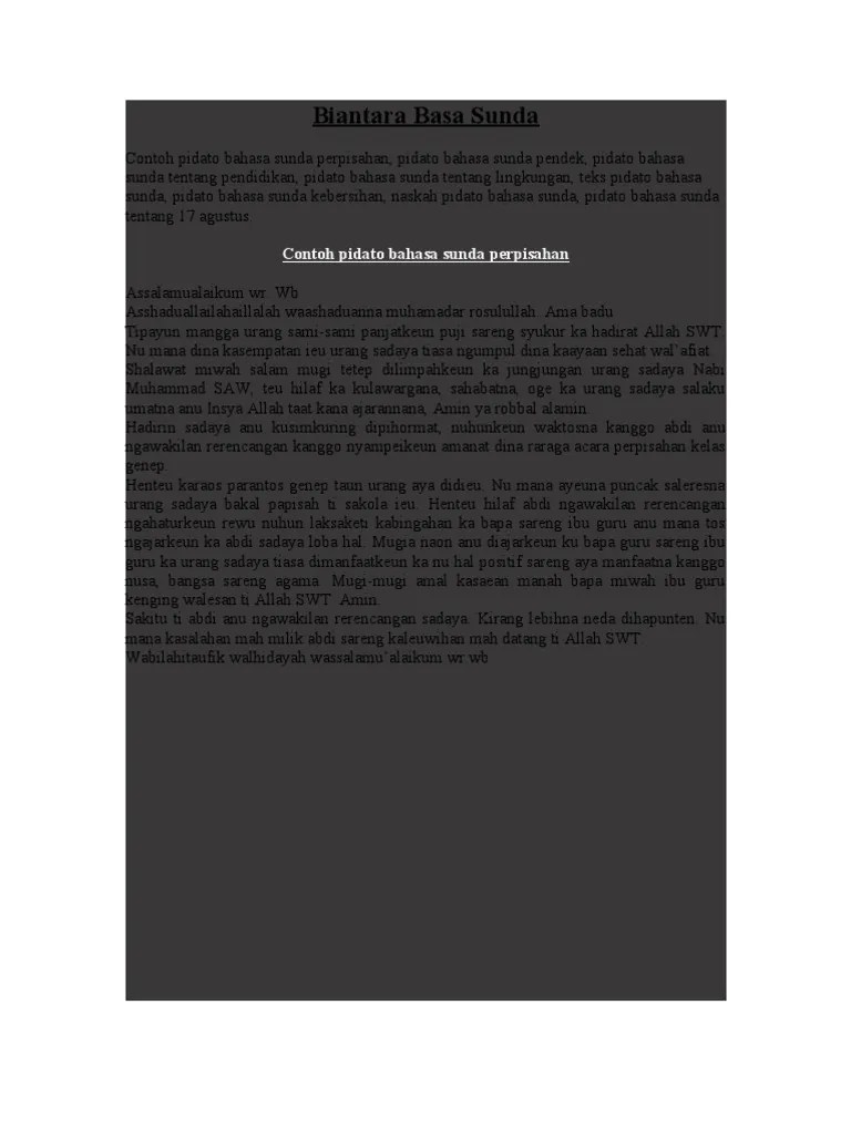 Contoh Pidato 17 Agustus Bahasa Sunda – Tulisan