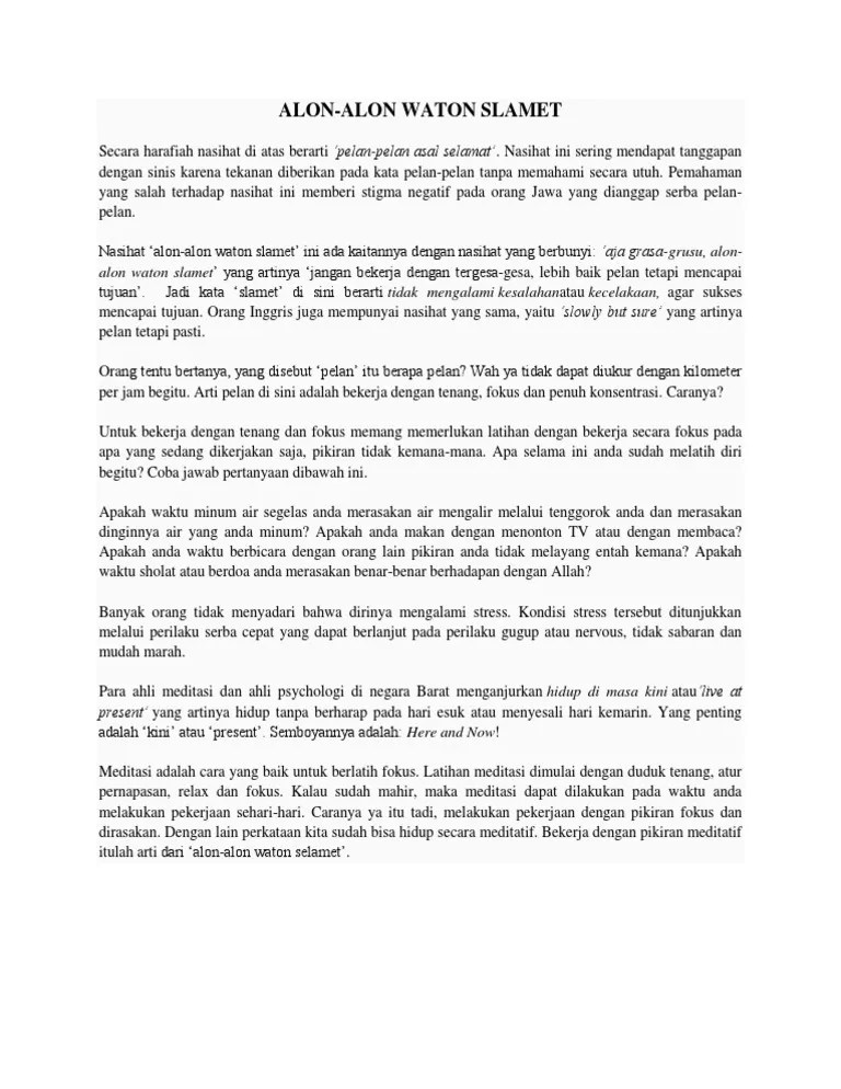 Alon - Alon Waton Slamet | PDF