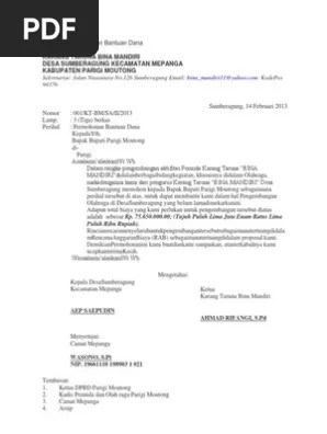 Proposal Permohonan Bantuan Dana | PDF