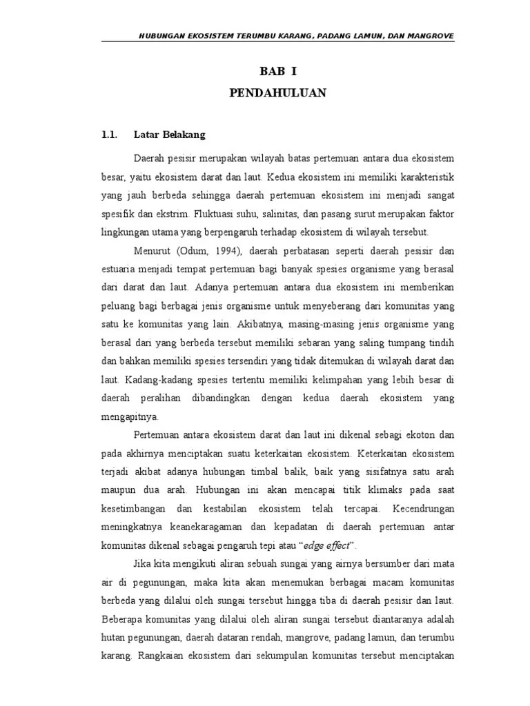 Hubungan Ekosistem Terumbu Karang, Padang Lamun, Manggrove | PDF