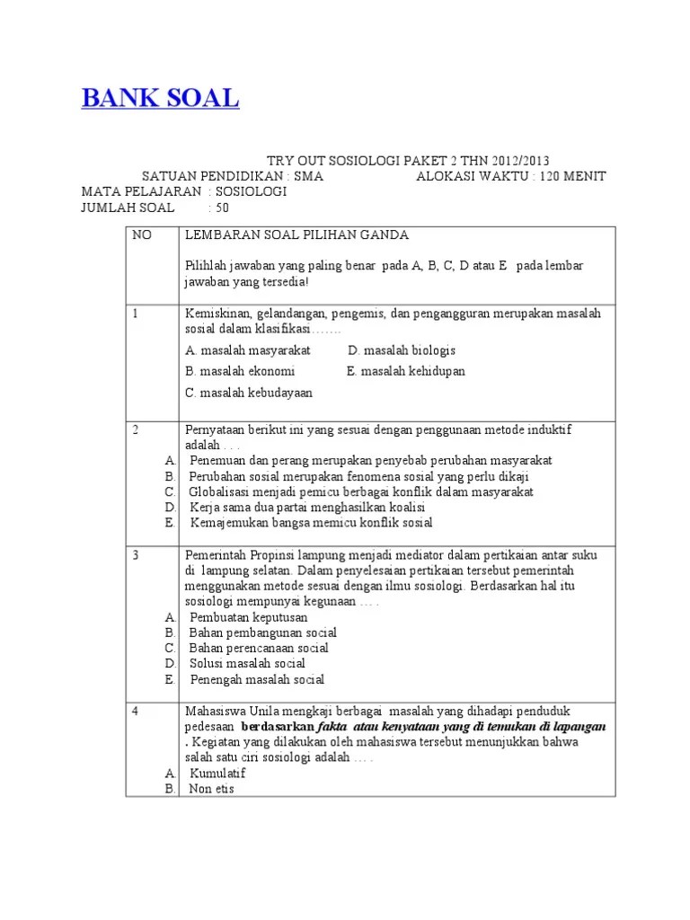 Soal Pilihan Ganda Tentang Struktur Sosial Beserta Jawabannya