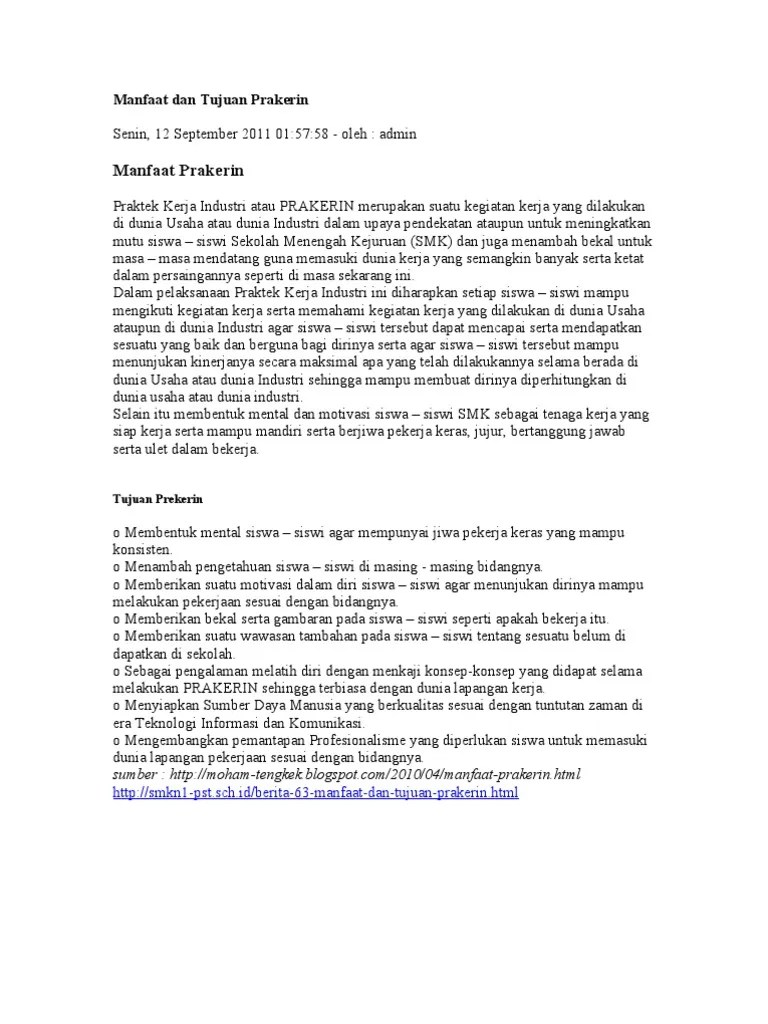 Manfaat Dan Tujuan Prakerin | PDF
