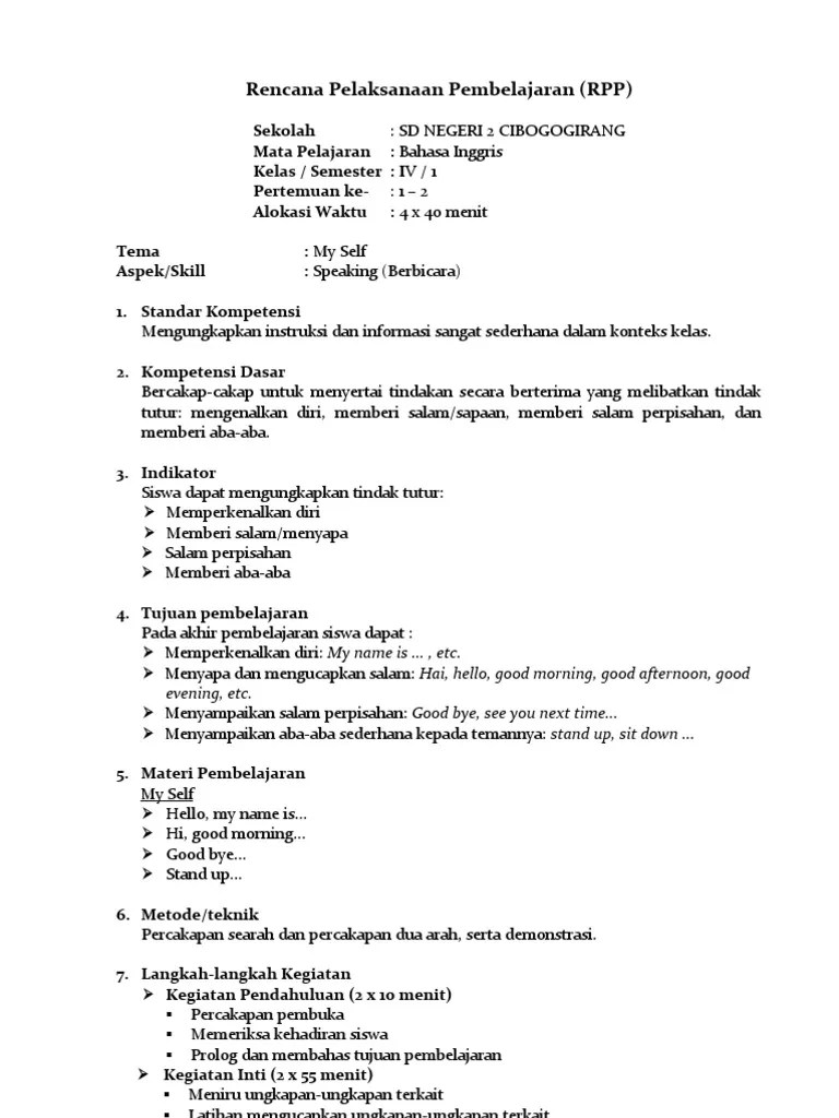 Silabus Bahasa Indonesia Kelas 4 Sdmi