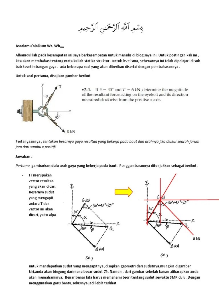 Contoh Soal Resultan Gaya Dan Jawabannya Kelas 8 - Dapatkan Contoh