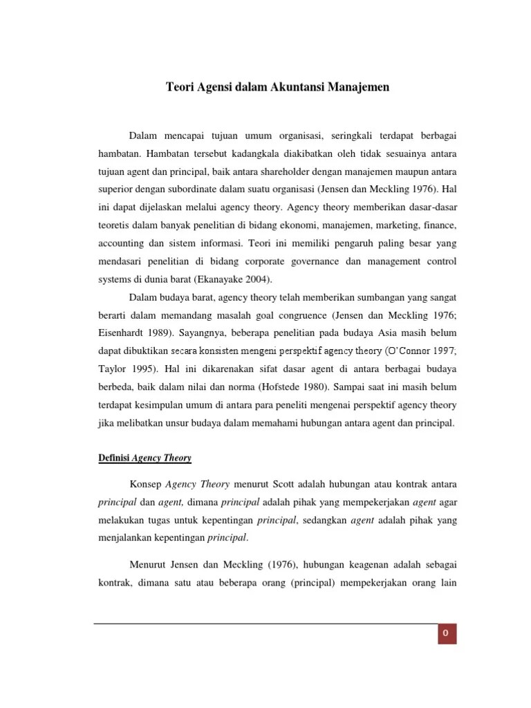Teori Agensi Dalam Akuntansi Manajemen | PDF