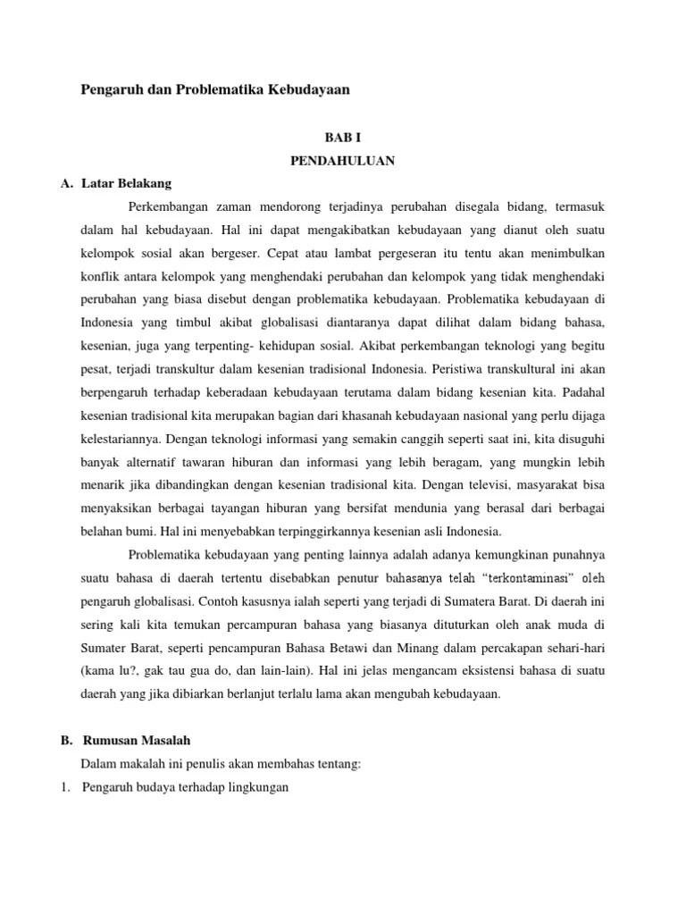 Pengaruh Dan Problematika Kebudayaan | PDF