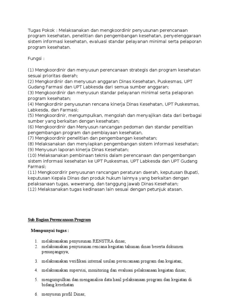 Tugas Pokok Staf Perencanaan | PDF