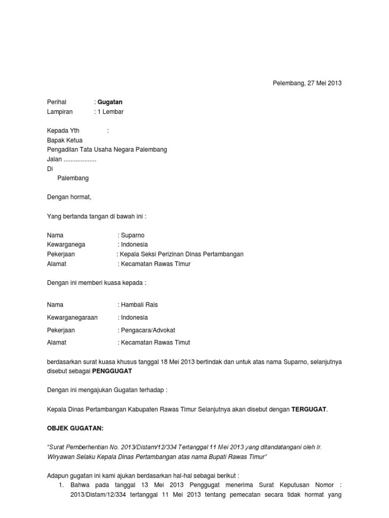 Contoh Surat Gugatan PTUN | PDF