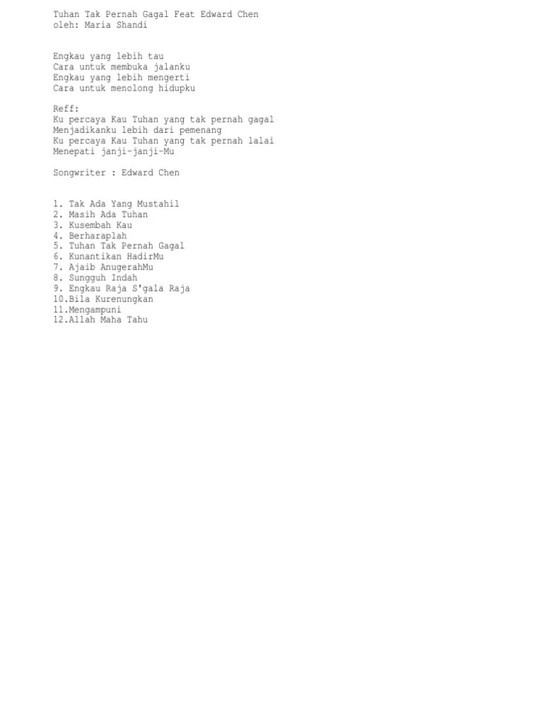 LiriK Tuhan Tak Pernah GagaL