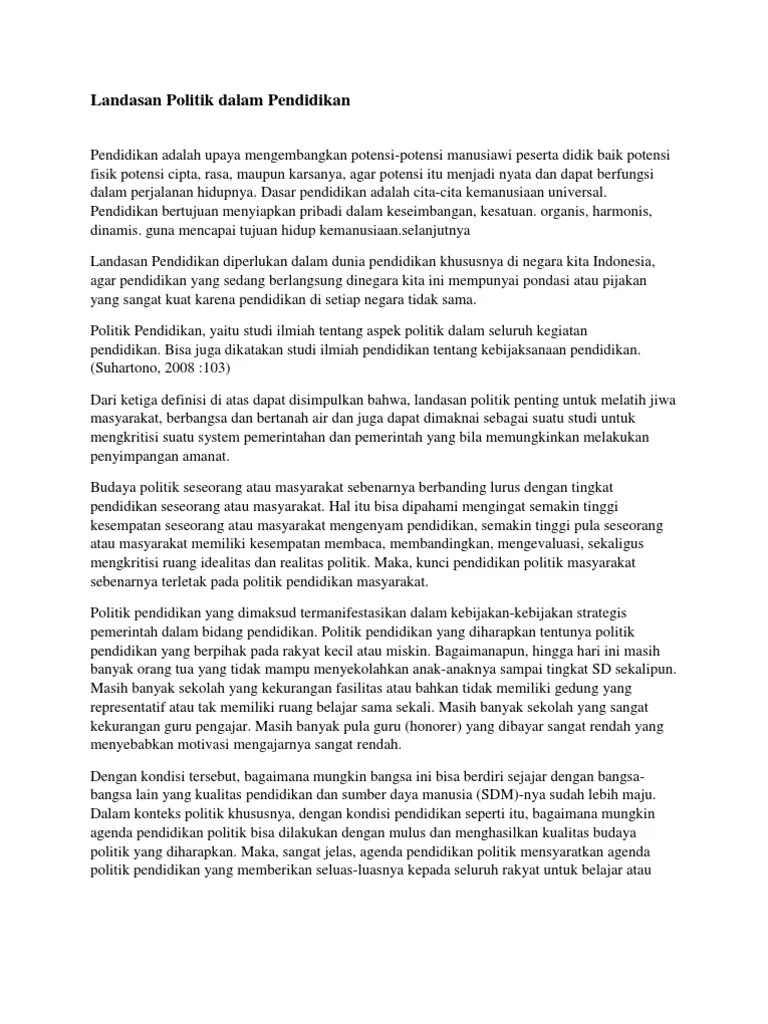 Landasan Politik Dalam Pendidikan | PDF