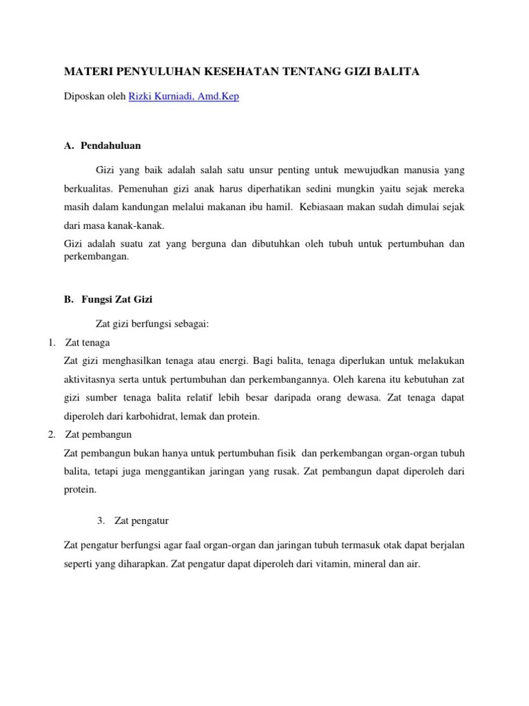 Materi Penyuluhan Kesehatan Tentang Gizi Balita | PDF