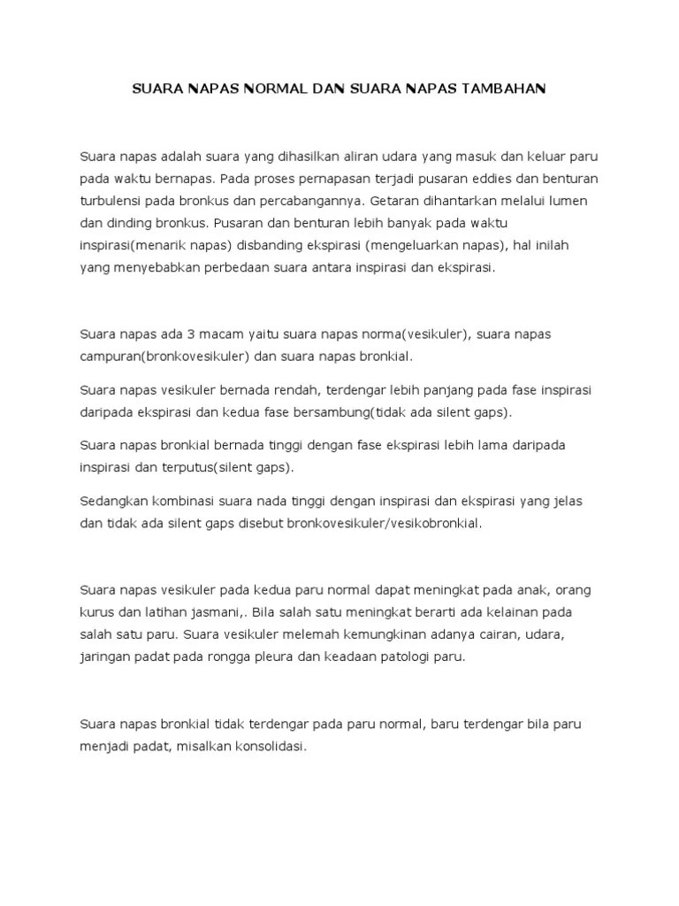 Suara Napas Normal Dan Suara Napas Tambahan.. | PDF