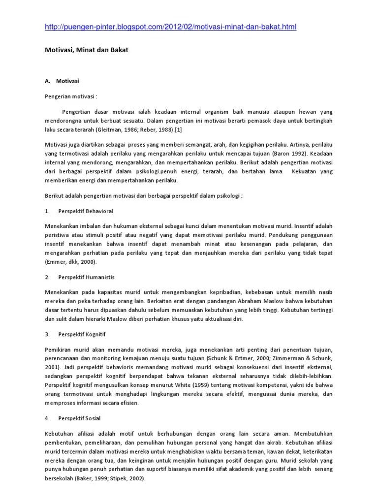 Motivasi, Minat Dan Bakat | PDF