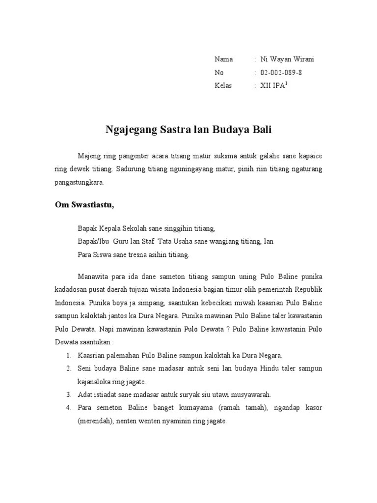 Contoh Teks Pangenter Acara Dalam Bahasa Bali – Beinyu.com
