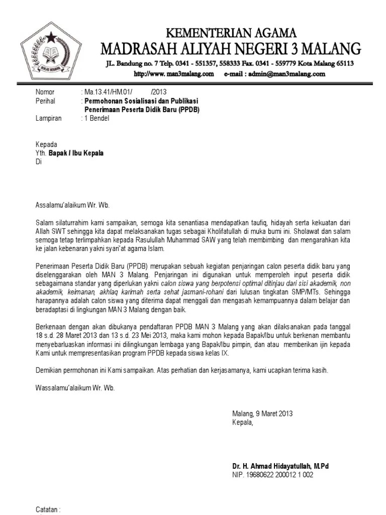 Contoh Surat Permohonan Sosialisasi - Contoh Surat