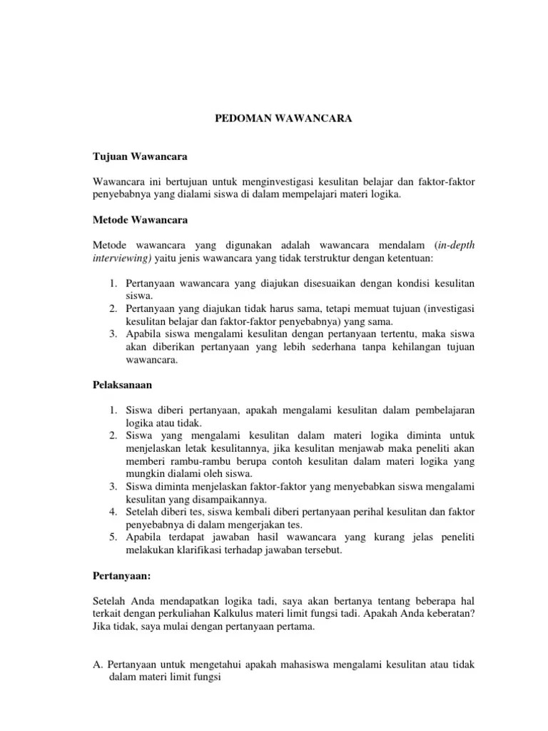 Contoh Soal Essay Wawancara