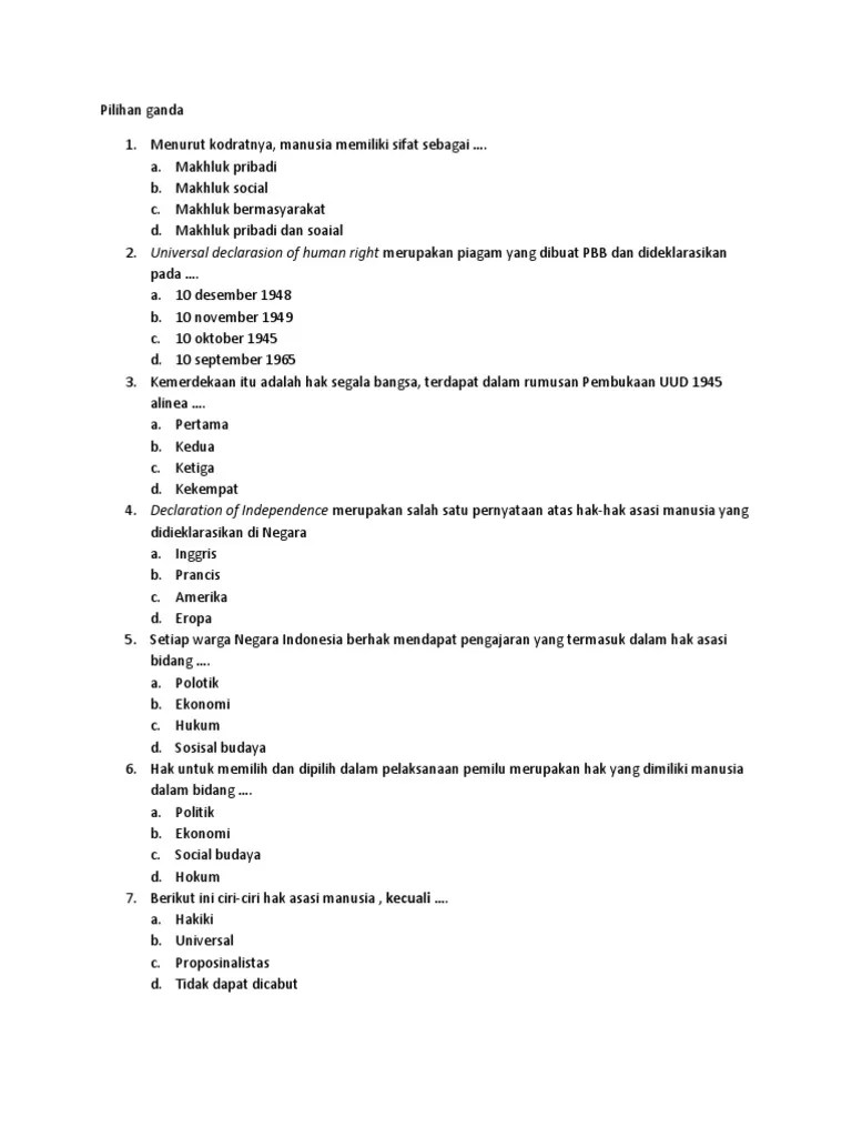 Soal Uts Pilihan Ganda Pkn Tentang Wawasan Nusantara