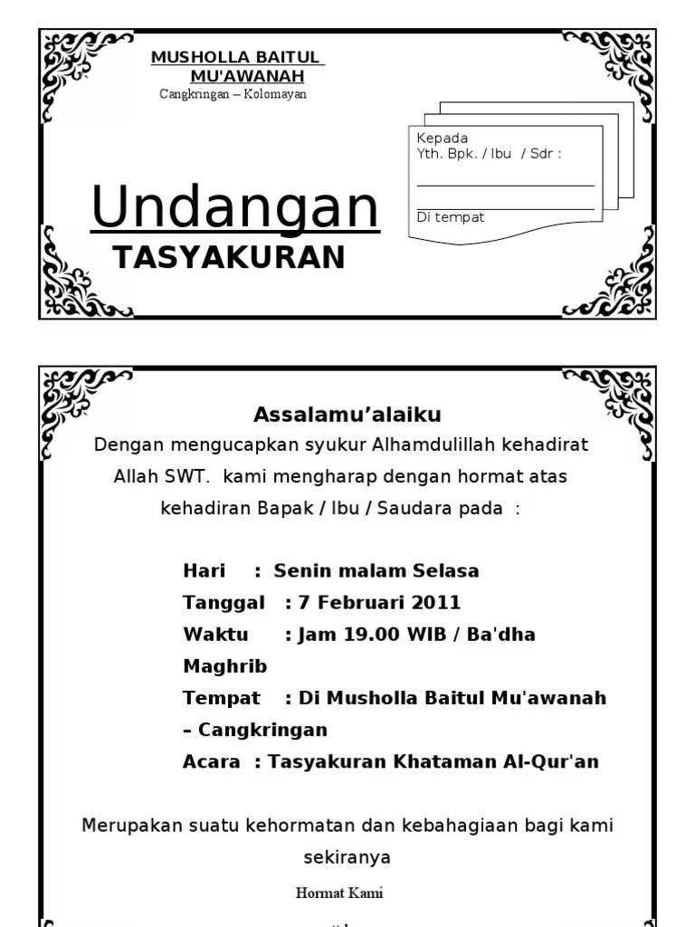 Undangan Tasyakuran Haji | PDF