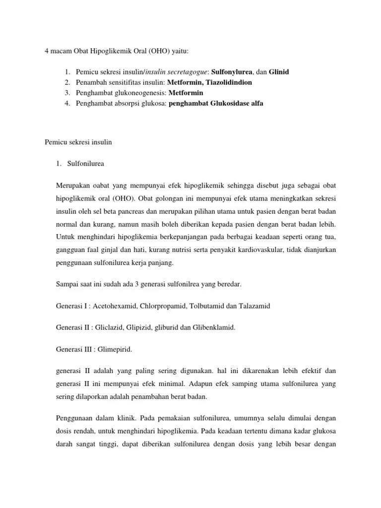 4 Macam Obat Hipoglikemik Oral | PDF