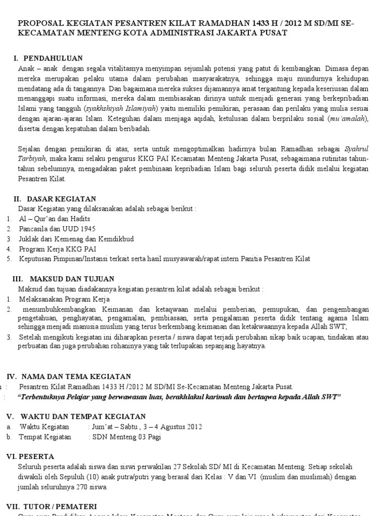 Proposal Kegiatan Ramadhan Di Sekolah – Brainly