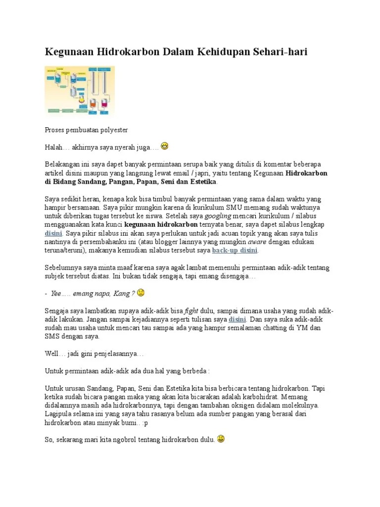 Kegunaan Hidrokarbon Dalam Kehidupan Sehari | PDF