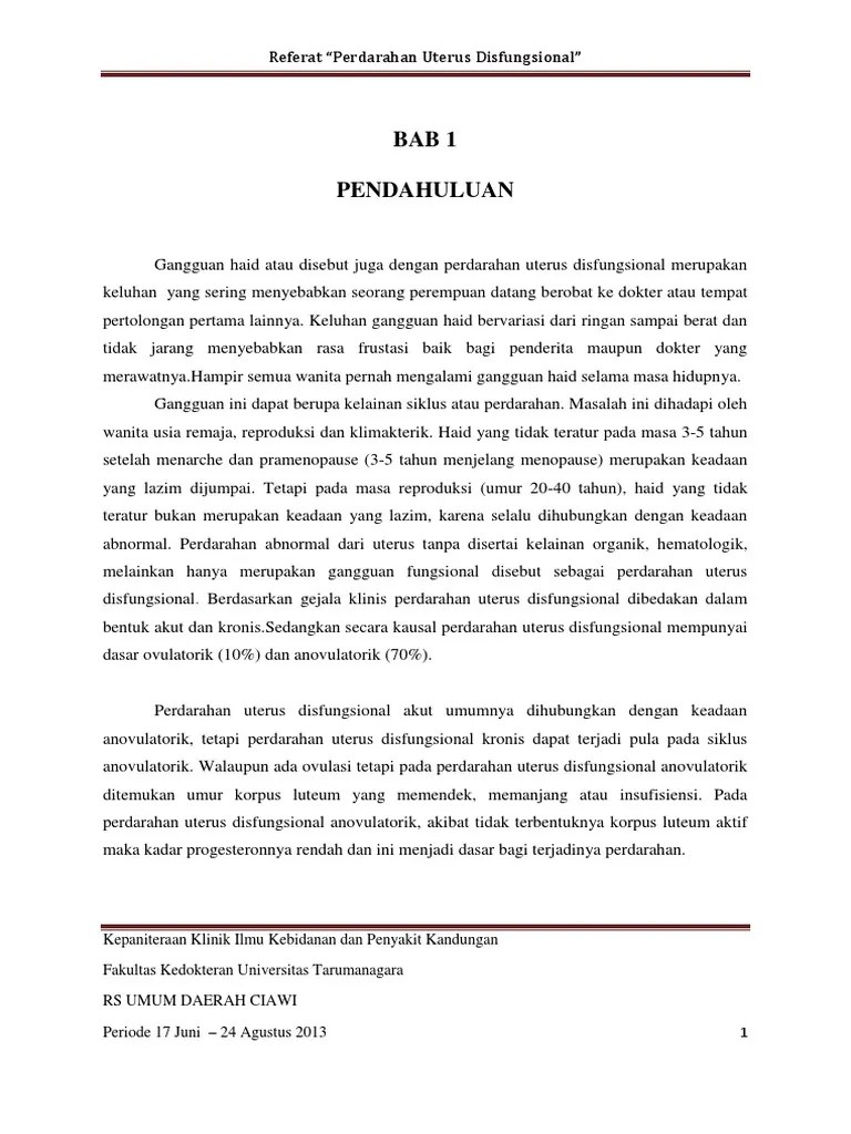 Referat Perdarahan Uterus Disfungsional | PDF