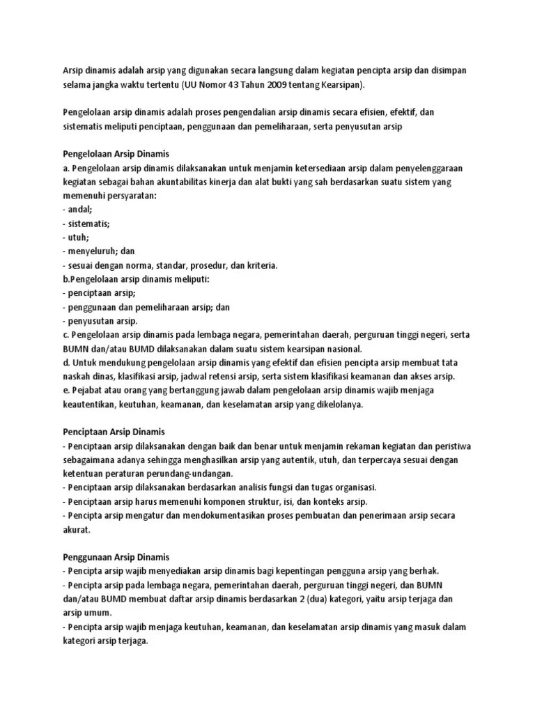 Pengelolaan Arsip Dinamis | PDF